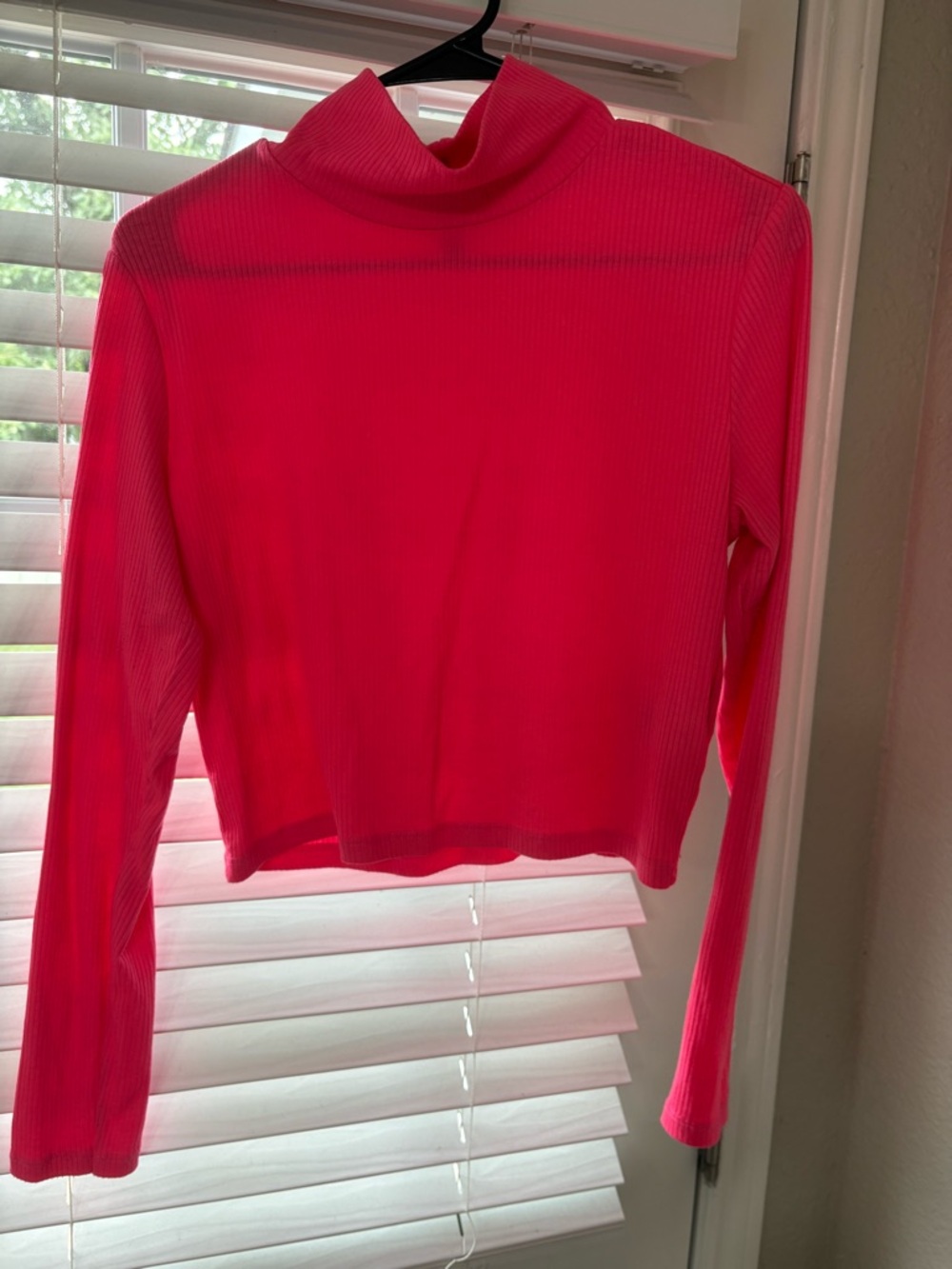 Divided Neon Pink Ribbed Long Sleeve Turtleneck